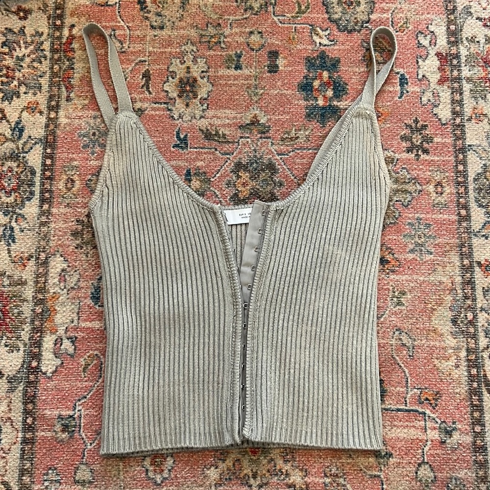 Zara clasp front grey knit Top